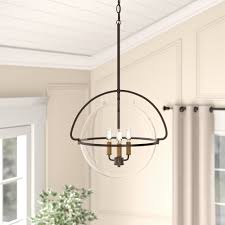 George Oliver Burkey 3 Light Shaded Globe Pendant Reviews Wayfair