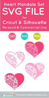 Download Heart Mandala Svg Set For Cricut Silhouette Machine Cricut Mandala Svg Valentines Svg