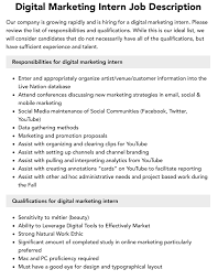 Digital Marketing Intern Job Description | Velvet Jobs
