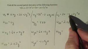 The derivative calculator supports computing first, second, …, fifth derivatives as well as differentiating functions with many variables (partial derivatives), implicit differentiation and calculating roots/zeros. Calculus 3 Second Partial Derivatives Example 3 Youtube