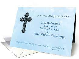 Invitation 25th Custom Ordination Anniversary Priest Ornate Cross Card Invitations Anniversary Cards