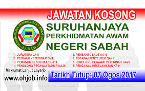 Permohonan hendaklah menggunakan borang yang ditetapkan dan dikemukakan kepada pihak jpa melalui pos atau emel. Jawatan Kosong Suruhanjaya Perkhidmatan Awam Negeri Sabah Spans 07 Ogos 2017 Jawatan Kosong Kerajaan Swasta Terkini Malaysia 2021 2022