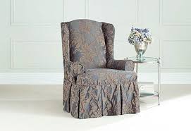 Sure Fit Slipcovers Two Toned Matelass Damask Wing Chair Slipcovers Tres Frances Ooooh La La Slipcovers For Chairs Wing Chair Chair Covers Slipcover