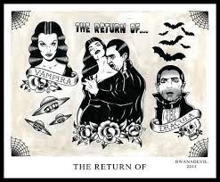 The Return Of Vampira And Bela Lugosi Tattoo Flash Print Movie Tattoos Dracula Tattoo Halloween Tattoos