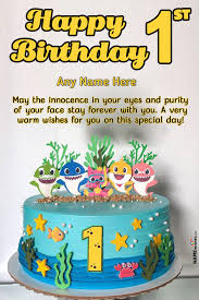 There is also ice cream. Baby Shark 1st Birthday Cake With Name Edit Online