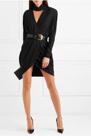 Black Wrap Effect Crepe Mini Dress Versace Clothes Clothes Design Designer Outfits Woman