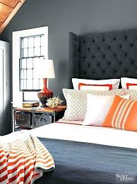 Bedroom, broken white wall painting black bed with cover exposed wood bulb hanging light grey. Orange And Blue Master Bedroom Ideas Bedroom Orange Blue Master Bedroom Dark Gray Bedroom