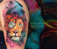 15+ watercolor lion tattoo designs. Space Lion Tattoo By Pablo Ortiz Tattoo Post 22827 Lion Tattoo Watercolor Lion Tattoo Animal Tattoos
