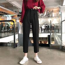 Little black tux black peak lapel long tuxedo jacket, $149, littleblacktux.com; Ready Stock Women Formal Pants High Waits Straight Office Wear Ladies Work Loose Suit Pants Black Trousers Shopee Singapore