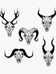 Pixel Animal Skulls N 1 Set Of 5 Sticker By M P Cross Stitch Skull Pixel Art Pattern Cross Stitch Patterns