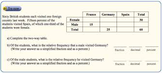 Make it clear to the students that these numbers are just a count of each category's frequency. 2 Conditional Probability