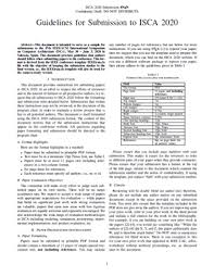 Ieee will do the final formatting of your paper. Isca 2020 Submission Guidelines