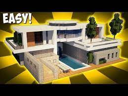 Minecraft How To Build A Large Modern House Tutorial 2017 In 2020 Minecraft Modern Minecraft House Tutorials Minecraft Modern Mansion