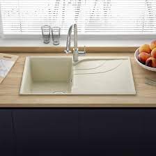 The kitchen sink is white, sharp, stylish, and has a convenient double bowl design. Reginox Ego Cream Granite Compact Single Bowl Kitchen Sink With Reversible Drainer Waste Kit 860 X 500mm Tap Warehouse