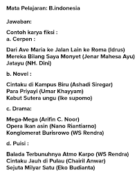 Berikan 4 Empat Contoh Karangan Fiksi Yang Kamu Ketahui Brainly Co Id