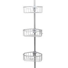 Zenna Home Neverrust Aluminum Tension Corner Shower Caddy In Satin Chrome 2141al The Home Depot Corner Shower Caddy Corner Shower Shower Caddy