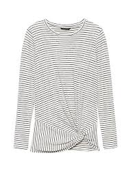 Banana Republic Womens Luxespun Twist Front T Shirt Mini Stripe Women Refined Clothing Business Casual Outfits