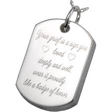 Cremation jewelry for pets is carefully designed to hold the ashes of your pet. Dog Tag Pet Cremation Jewerly Pendant
