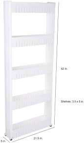 Plate racks and stemware organizers hold breakables safely within reach. Amazon Com Mobile Shelving Unit Organizer With 5 Large Storage Baskets Slim Slide Out Pantry Storage Rack For Narrow Spaces By Everyday Home Home Kitchen