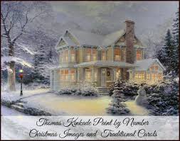 (1) christmas snow painting by numbers kit. Thomas Kinkade Paint By Number Christmas And Carols