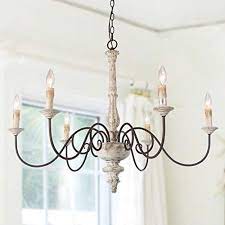 The kitchen island light package includes all the necessary assembling and installation parts along with clearly marked cords. Buy Laluz Farmhouse Chandelier French Country Chandelier For Dining Room White Distressed Wood 37 L X 28 H Online In Indonesia B074t9h929