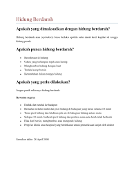 Apakah yang dimaksudkan dengan hidung berdarah? Rawatan Hidung Berdarah