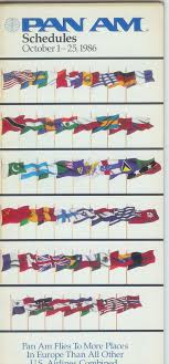 Pan Am Timetable October 1986 Vintage Airlines Vintage Airline Posters Pan Am