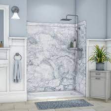 There are actually two main types of caulk suitable to be used on a bathtub. Flexstone Royale 36 In X 60 In X 80 In 11 Piece Easy Up Adhesive Alcove Bathtub Shower Wall Surround In Everest Ssk60367831ev The Home Depot