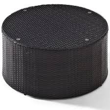 Round outdoor patio coffee table. Crosley Catalina 32 Round Glass Top Wicker Patio Coffee Table In Brown Co7121 Br