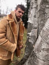 Manteau En Suedine Doublee Sherpa Pour Homme Vintage Etsy Sheepskin Jacket Mens Sheepskin Coat Mens Leather Jacket Men
