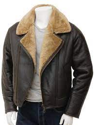 Men Vintage Brown Leather Jacket Comfortable And Warm Vogue Brown Jacket With Fur Leather Jacket Men Sheepskin Jacket Mens Jackets