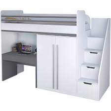 Entdecke 38 anzeigen für matratze hochbett 90x200 zu bestpreisen. Polini City Hochbett Mit Matratze 90x200 Treppe Schrank Tisch Weiss Grau Polinikids