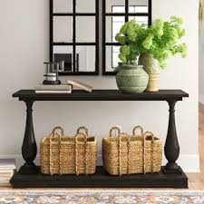 Paired with the metal frame and adjustable feet, it's stable and capable. Long Narrow Sofa Table Birch Lane