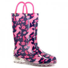 Western Chief Girl S Horse Light Up Rain Boots Navy Footwear Girl S Apparel Apparel