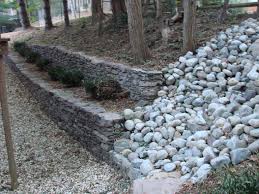 Stone Retaining Wall And Stream Bed Stabilization In One Drainage And Erosion Solutions Landscaping House Landscape Yard Drainage Drainage