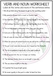 Label The Verbs And Nouns Worksheet Part Of Speech Noun Nouns Worksheet Writing Prompts For Kids