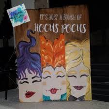 Hocus Pocus Wood Sign The Artsy Fartsy Studio Fun Diy Halloween Decorations Halloween Wood Crafts Diy Halloween Decorations