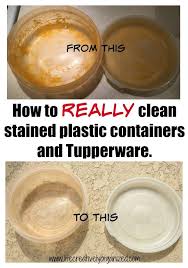 How To Really Clean Stained Plastic Containers And Tupperware This Tutorial Shows How To Use Lemon Juice And The Sun To Plastic Containers Tupperware Cleaning