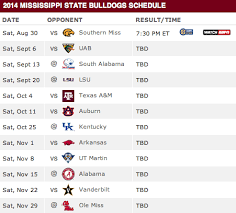 Mississippi State 2014 Football Schedule Mississippi State Football Mississippi State Hail State