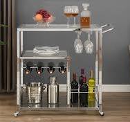 Amazon.com: LEFHDA Carrito de bar de vidrio con estante para ...