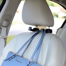 Car Headrest Hooks Premium Car Seat Hangers Holders For Purse Bag With Locker Set Of 2 Black Premium Seat Hangers Car Seats Premium Cars Headrest