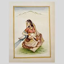Buy Rajasthani Miniature Painting of Ragini with Peacock - Sumaavi