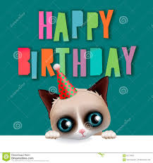 Tarjeta Linda Del Feliz Cumpleanos Con El Gato De La Diversion Ilustracion Del Vector Ilustracion De Saludo Vacaciones 62174852