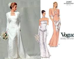 1990s Vogue 2590 Bridal Original Sewing Pattern Strapless Wedding Dress Bolero Detach Bridal Dress Patterns Wedding Dress Detachable Skirt Wedding Dress Bolero