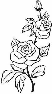 Roses Flowers Vine Leaves Bud Open Clip Art Black And White Drawings Rose Outline Tattoo Rose Outline