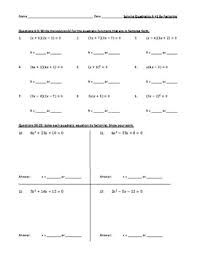 Printable in convenient pdf format. Solving Quadratic Equations Functions By Factoring Worksheet A Is Not 1