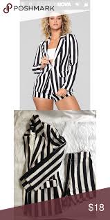 Beetlejuice costume black and white striped leisure blazers jacket suit. Fashion Nova Striped Blazer And Short Set Striped Blazer Blazer And Shorts Fashion Nova