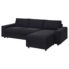 These types of beds represent a combination of beds where a bed frame is stacked on top of another. Vimle 3 Seat Sofa Bed With Chaise Longue With Wide Armrests Saxemara Black Blue Ikea
