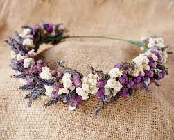 Les Deux Violet Flower Crown Lavender Babies Breath Ageratum 20 Diy Flower Crown Flower Crown Flower Crown Wedding