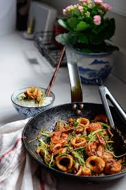 For making the soybean paste sauce, adding Squid Shrimp Stir Fry With Soybean Paste Beyond Kimchee